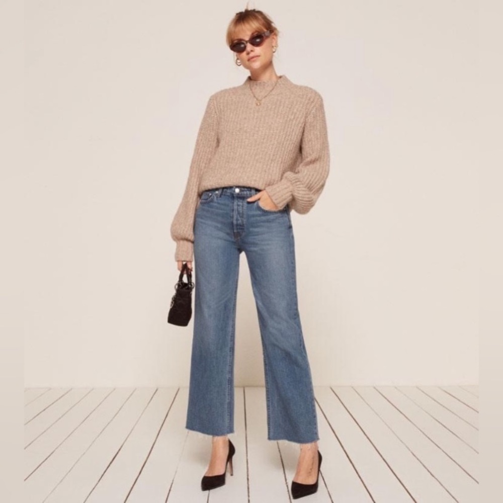Reformation Straight Leg Jeans in Medium Blue